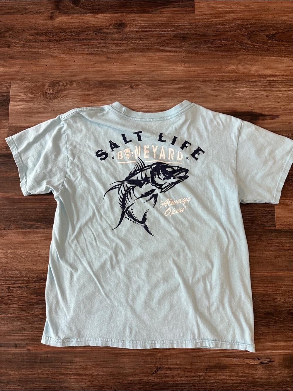 Salt Life Kids Short Sleeve Tee - Light Blue with Navy & Cream Graphic